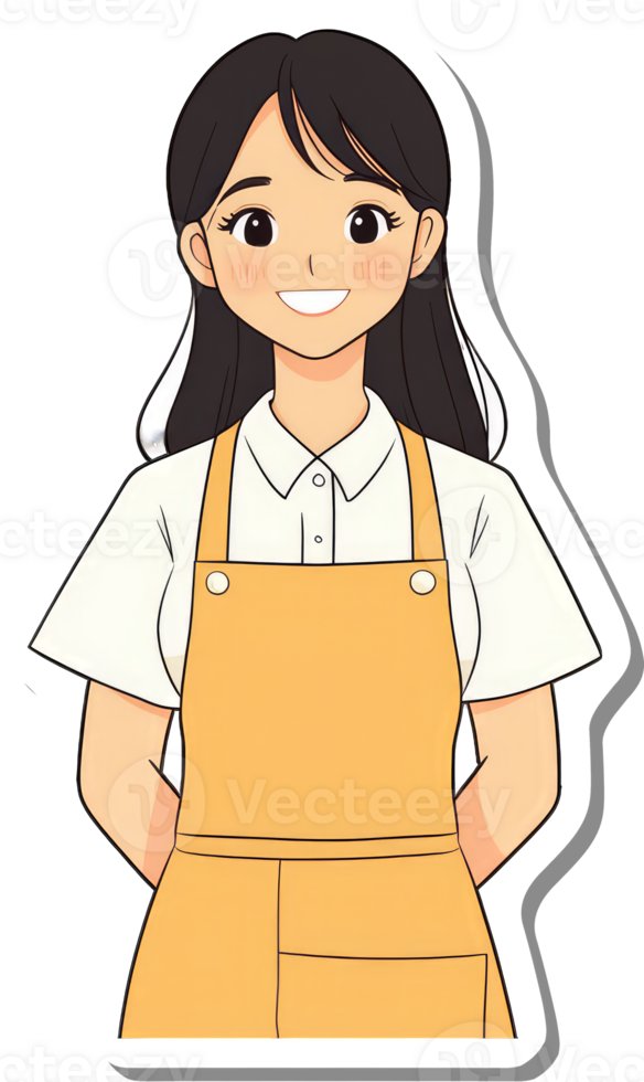 A sticker of a woman wearing an apron png