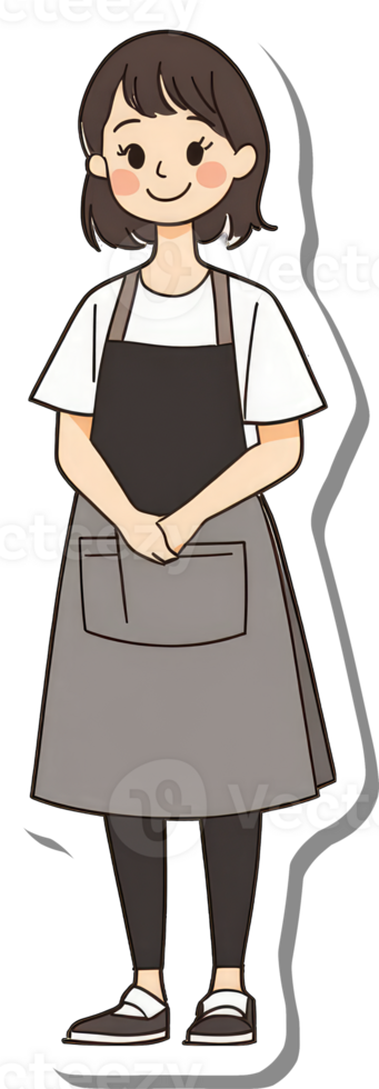 A cartoon woman wearing an apron and apron png
