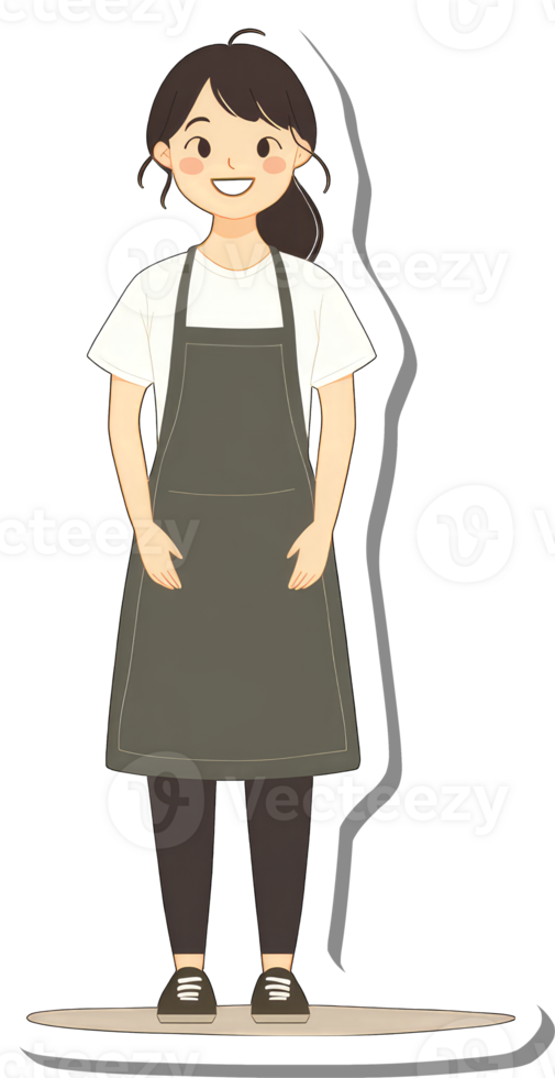 A cartoon woman wearing an apron and apron png