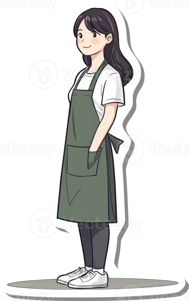 A cartoon girl wearing an apron and white shoes png