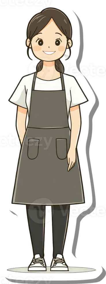 A cartoon woman wearing an apron and apron png