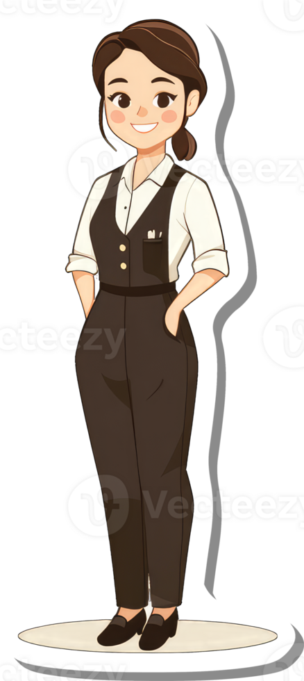 A cartoon woman in a suit and tie png