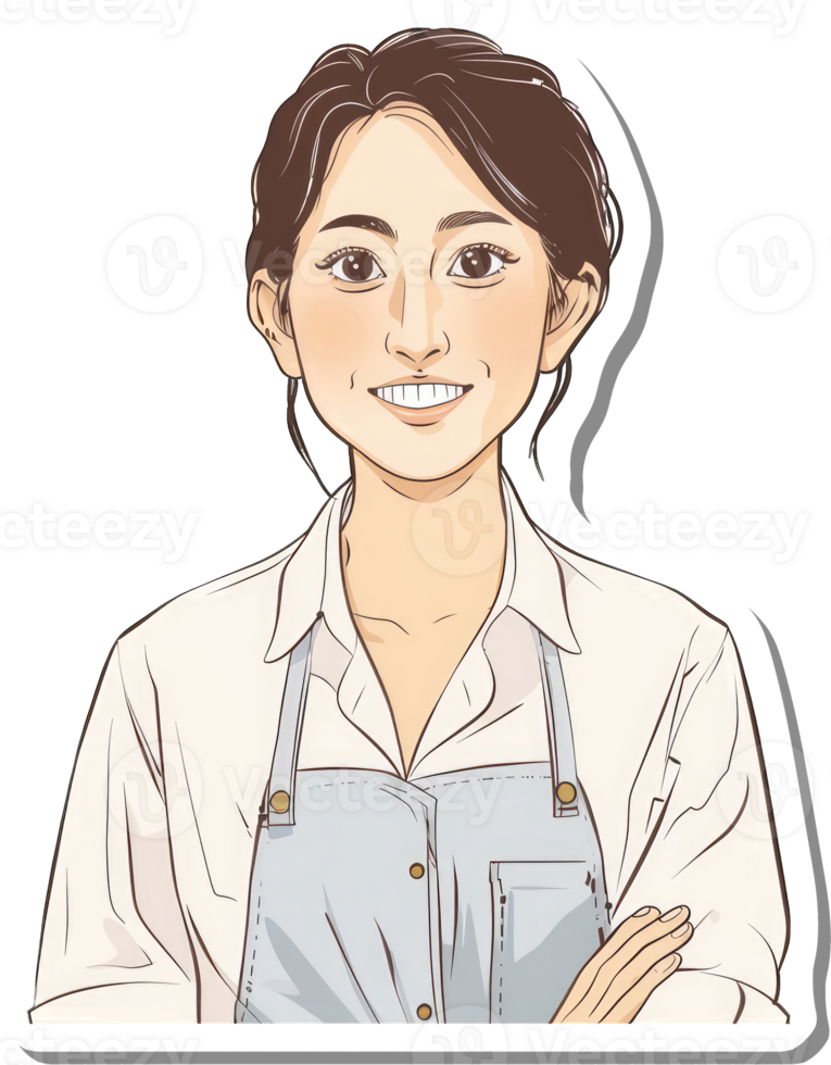 A sticker of a woman wearing an apron png