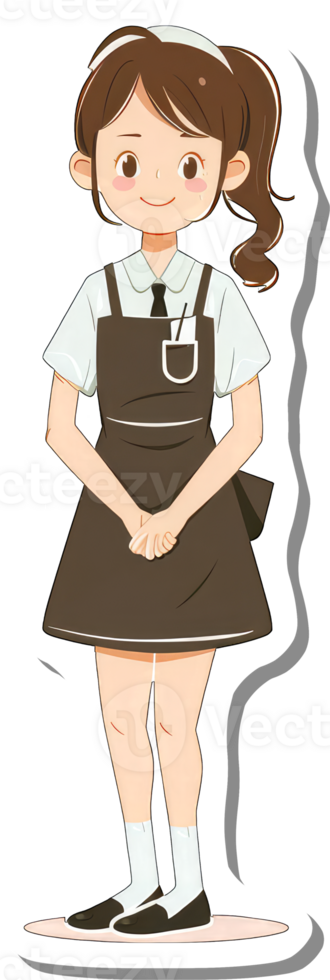 A cartoon girl in a uniform standing with her hands on her hips png