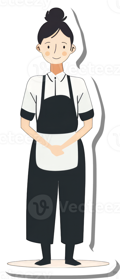 A cartoon waiter with apron and apron png