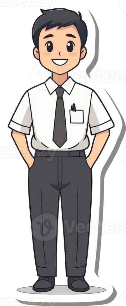 A cartoon man in a tie and shirt png