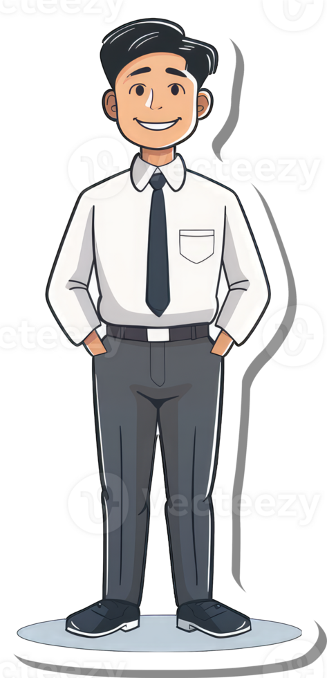A cartoon man in a tie and shirt png