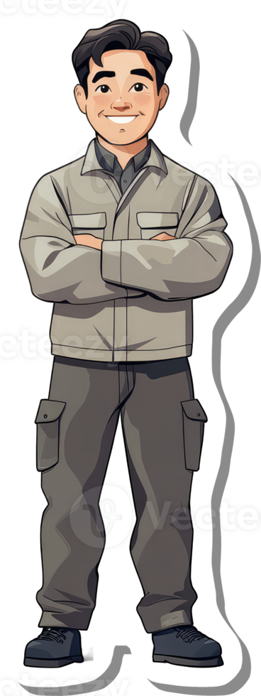 A cartoon man in a uniform standing with his arms crossed png