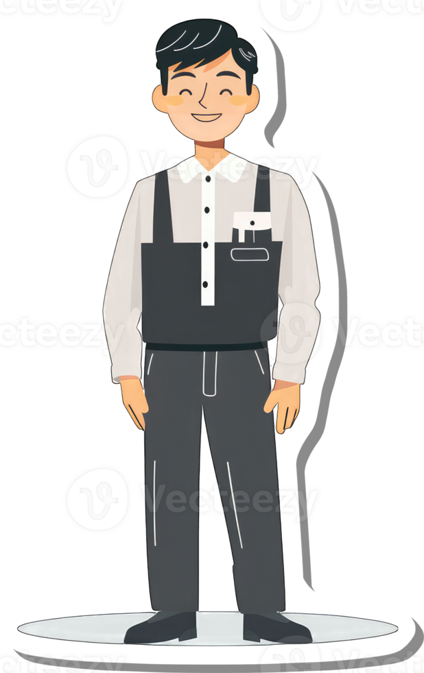 A man in overalls with a black tie and suspenders png