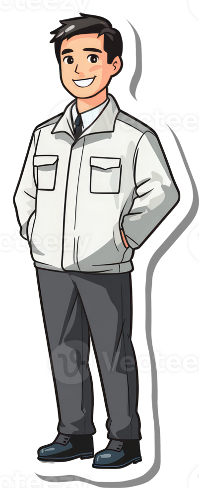 A cartoon man in a white jacket and tie png