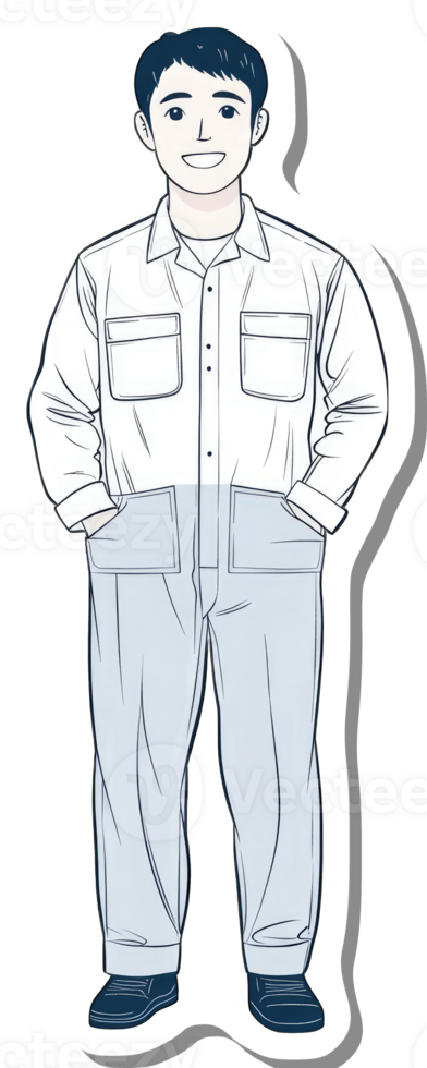 A man in a white shirt and pants png