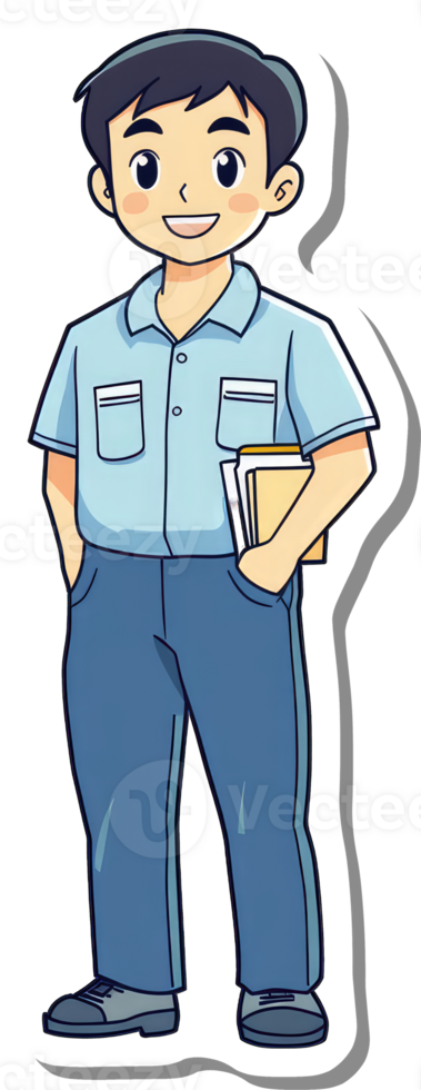 Cartoon man holding a book by kimberly png