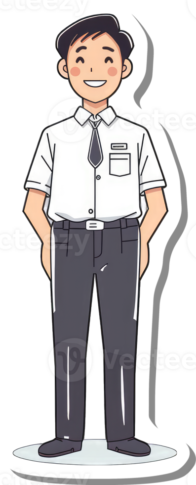 A cartoon man in a white shirt and tie png