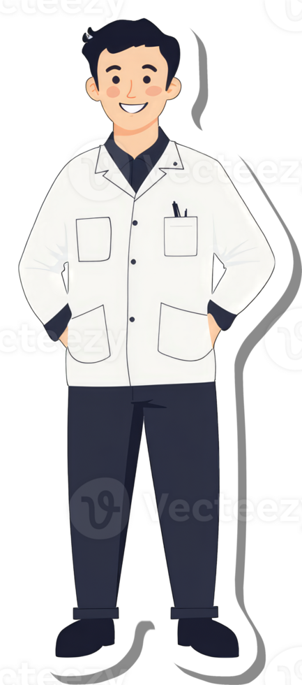 A sticker of a man in a lab coat png