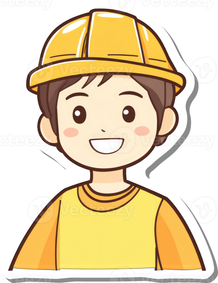 A cartoon boy wearing a hard hat png