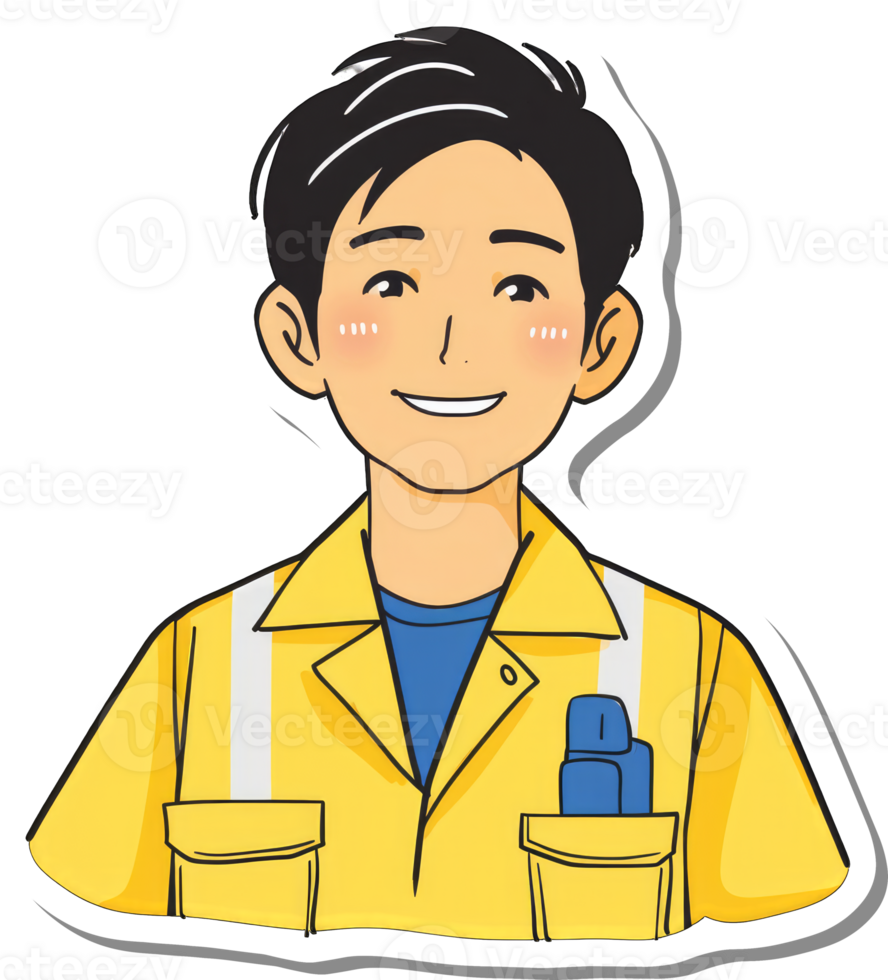 A sticker of a man in a yellow shirt png