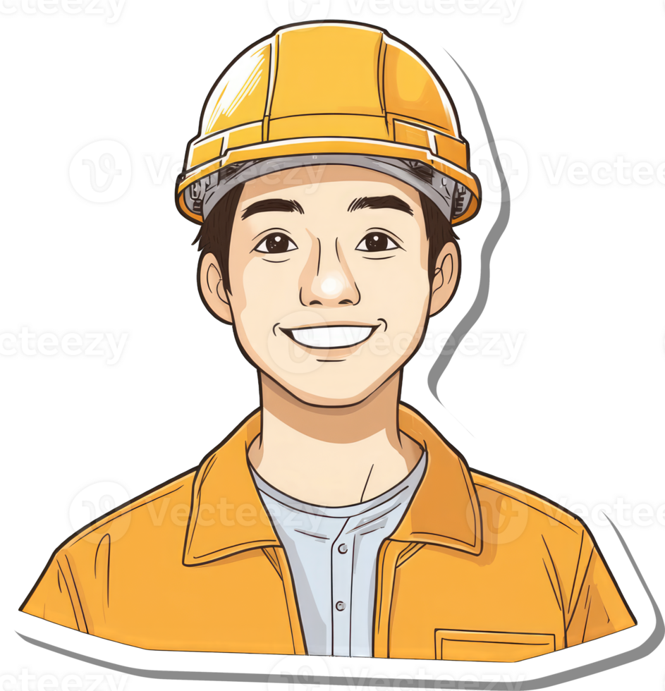 A sticker of a man wearing a hard hat png