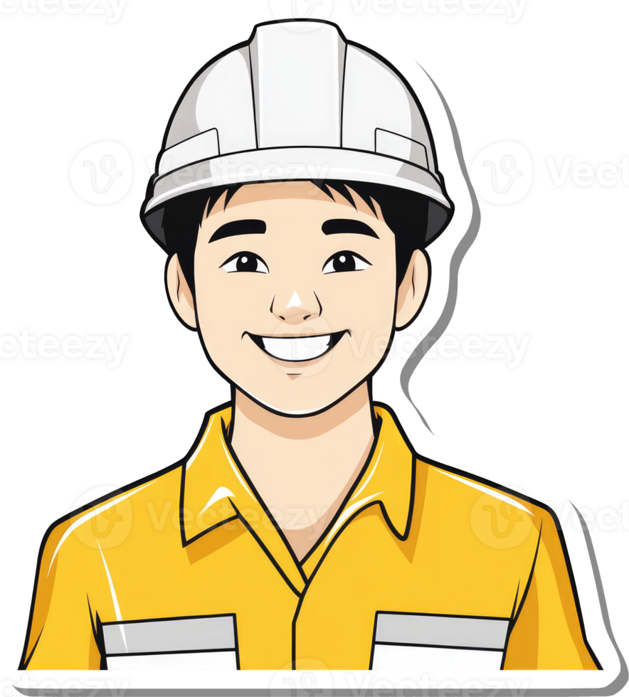 A cartoon man wearing a hard hat png