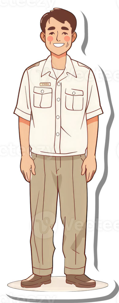 A cartoon man in a white shirt and khaki pants png