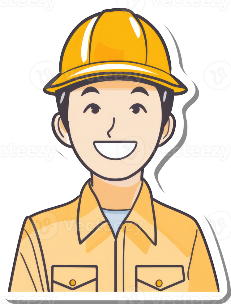 A cartoon man wearing a hard hat png