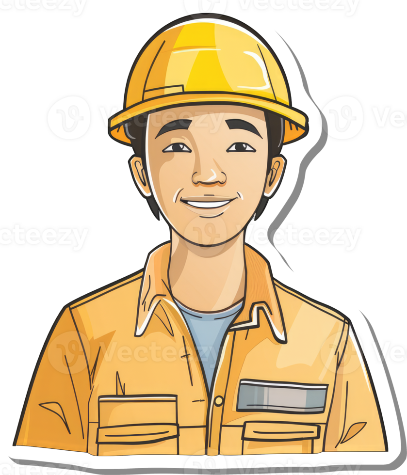 A sticker of a man in a hard hat png