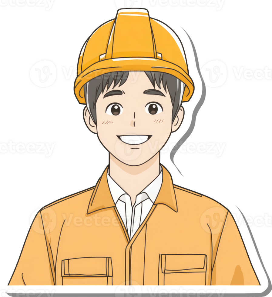A sticker of a man wearing a hard hat png