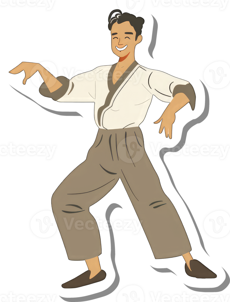 A sticker of a man in karate stance png