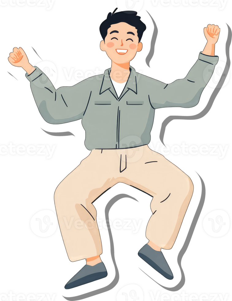 A sticker of a man jumping up and down png