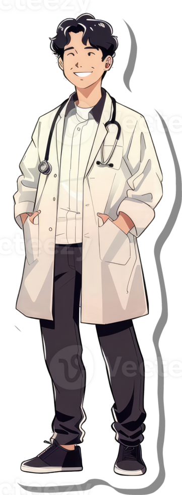 An anime doctor with a stethoscope on his chest png