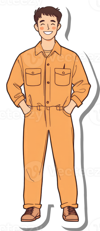 An orange worker in a jumpsuit png
