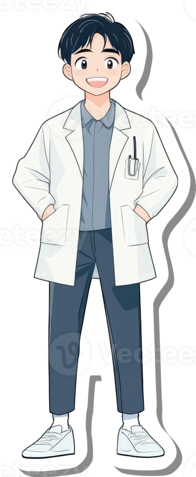 A cartoon character wearing a lab coat png