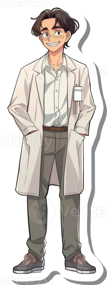 A cartoon character wearing a lab coat png