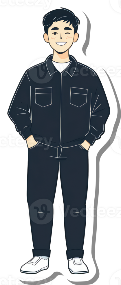 A sticker of a man in black clothes png
