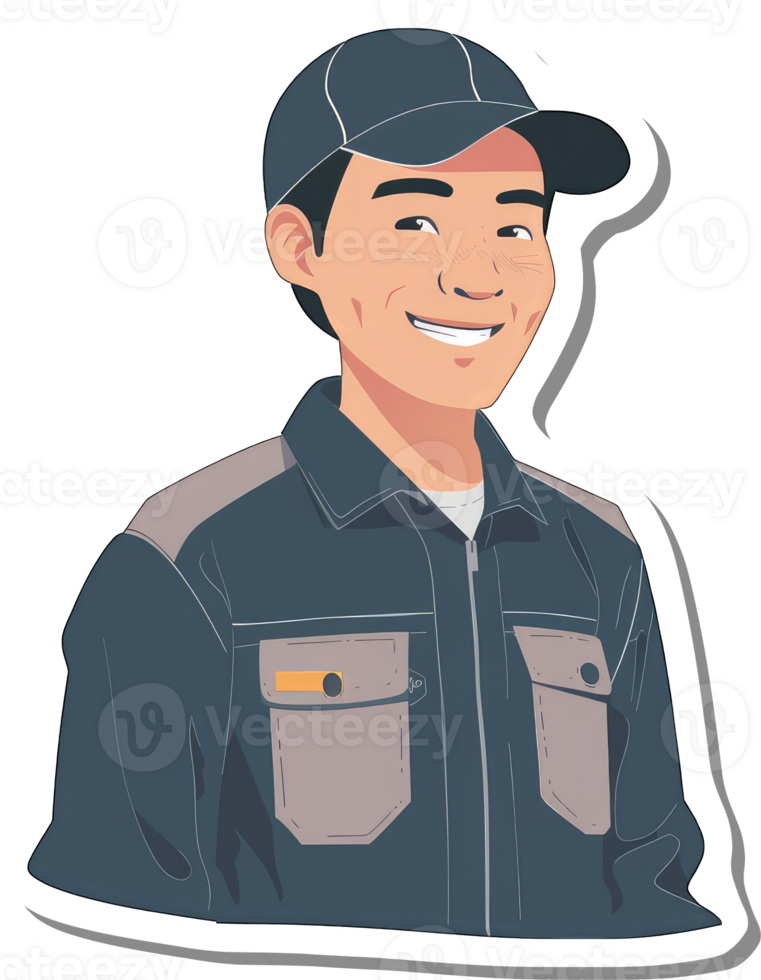 A sticker of a man in a blue uniform png