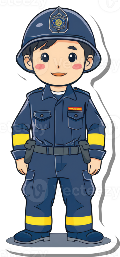 A cartoon police officer with a blue uniform png