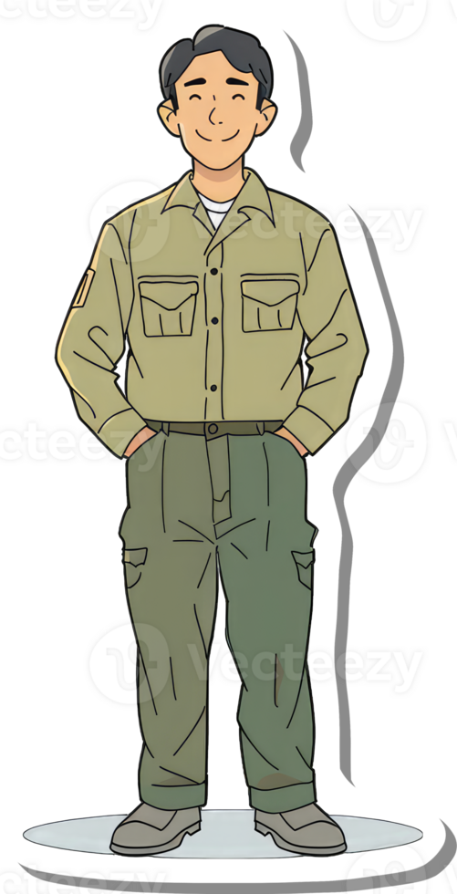 A cartoon man in a military uniform png