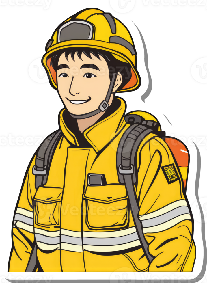 A sticker of a fireman wearing a helmet png