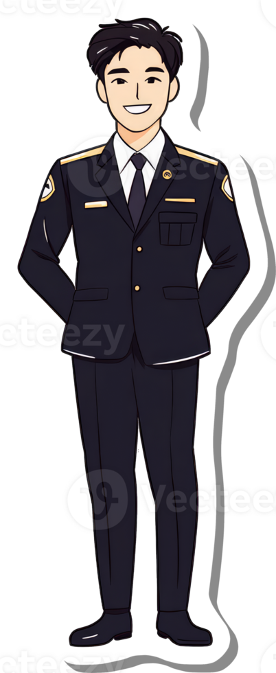 A sticker of a man in a suit png
