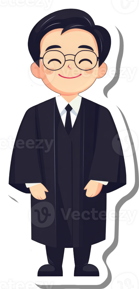 A sticker of a man in a black robe and glasses png
