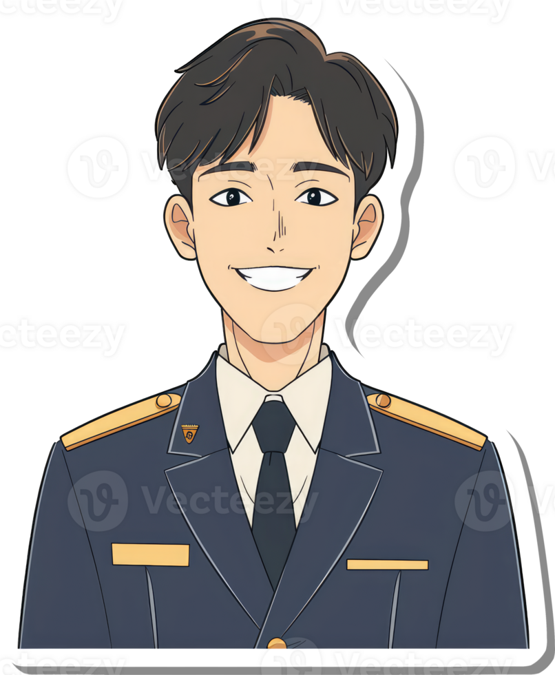 A sticker of a man in uniform png