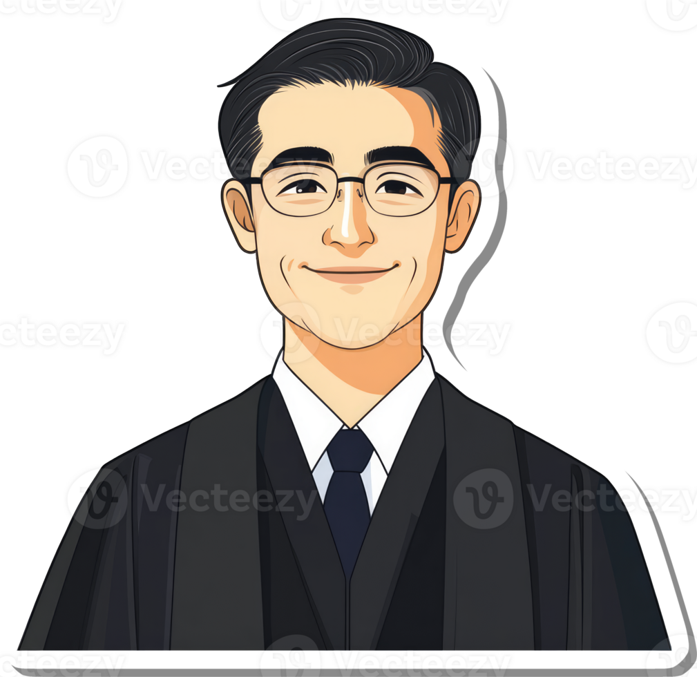 A sticker of a man in glasses and a suit png