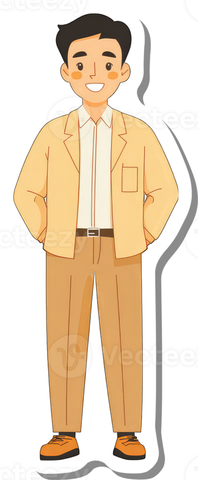 A man in a suit and tie standing with his hands on his hips png