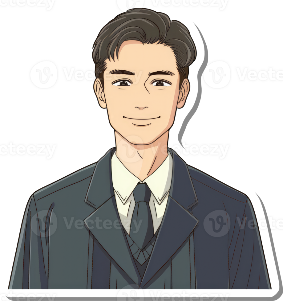 A sticker of a man in a suit and tie png