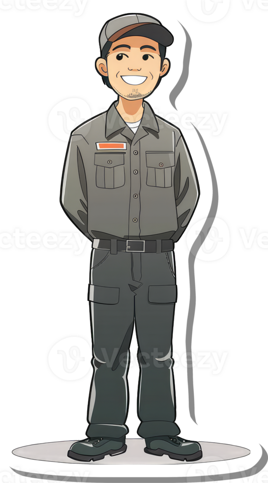 A cartoon character of a man in uniform png