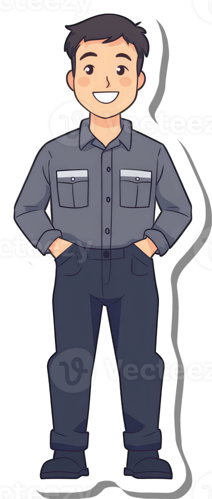 A man in a blue shirt and pants png