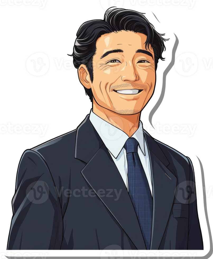 A sticker of a man in a suit png