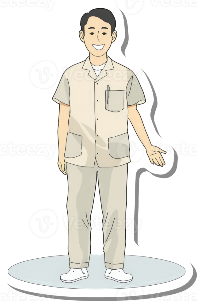 A cartoon man in a uniform standing on a white background png