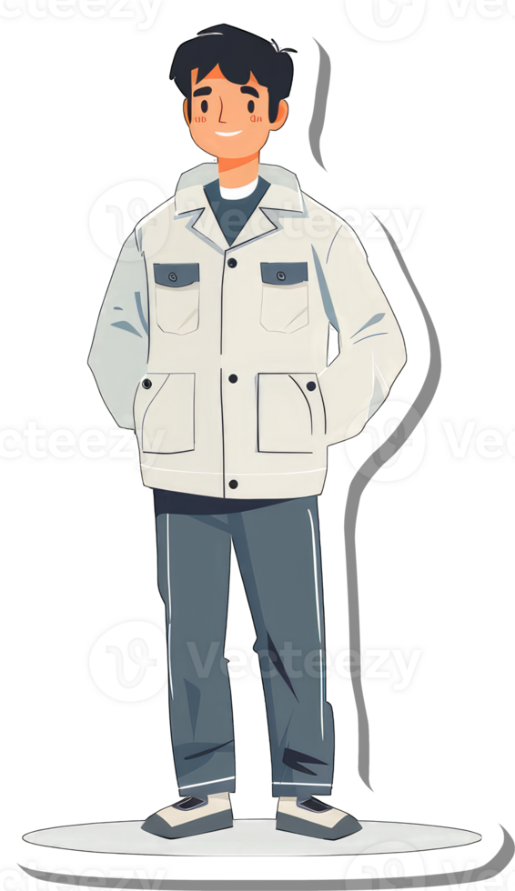 A sticker of a man in a jacket png
