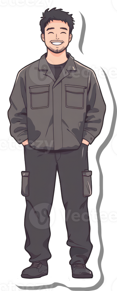 A cartoon man in a black uniform png