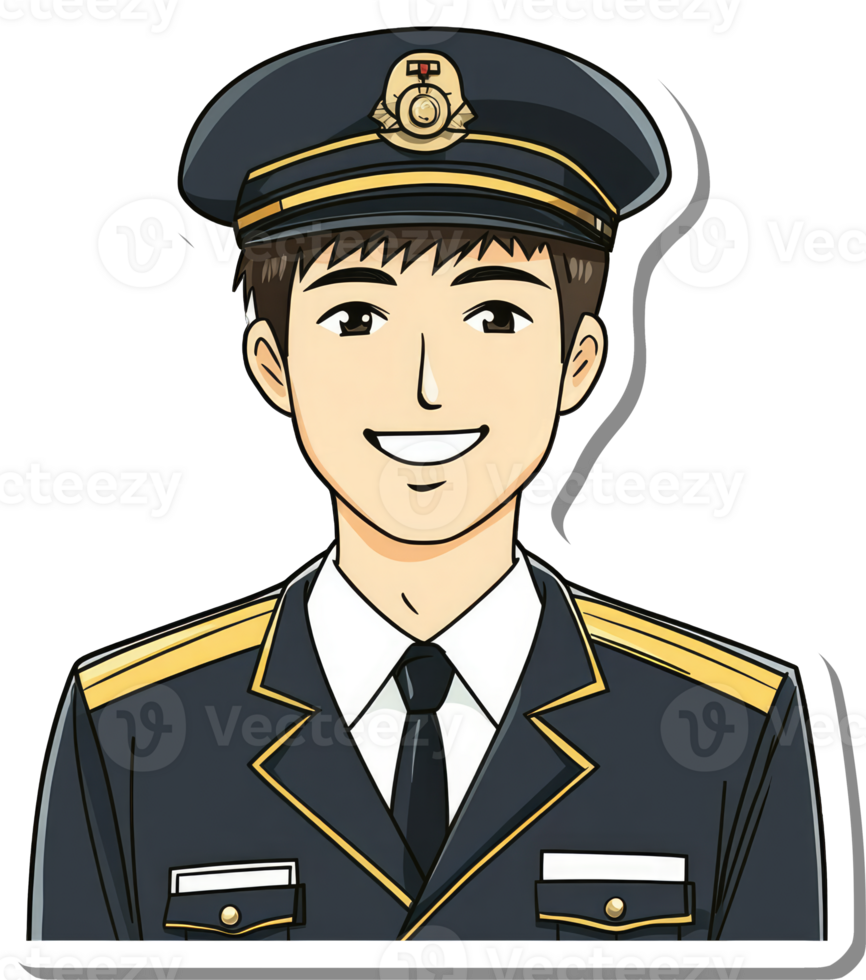 A sticker of a man in uniform png